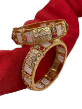 Designer Golden Meenakari And Pearl Bangles Set By Gehna Shop Antique Golden Bangles